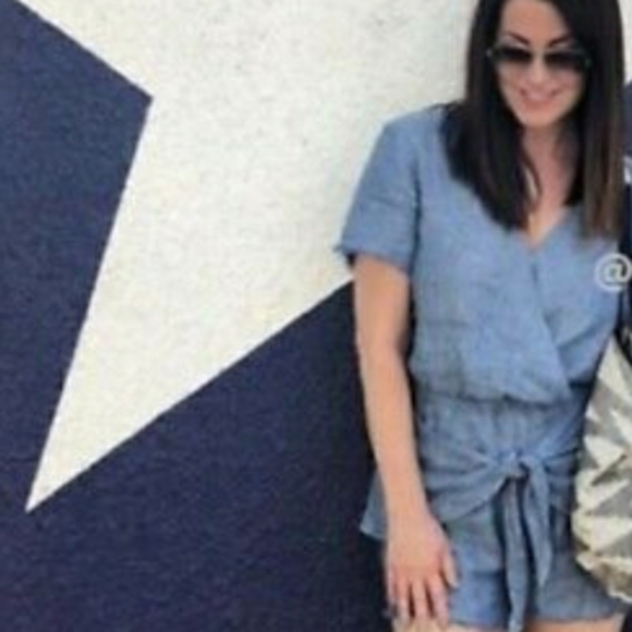 Sanctuary x Anthropology Blue Chambray Romper - Picture 2 of 14